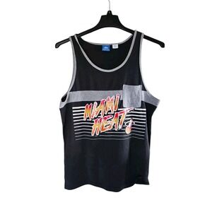 Vintage Miami Heat Adidas Tank‎ Top Shirt Mens L Black Gray Logo NBA Basketball